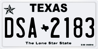 TX license plate DSA2183