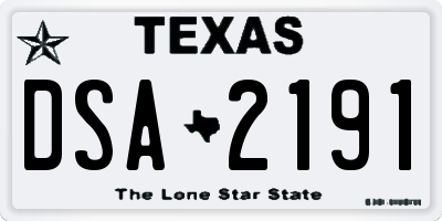 TX license plate DSA2191