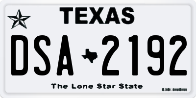 TX license plate DSA2192
