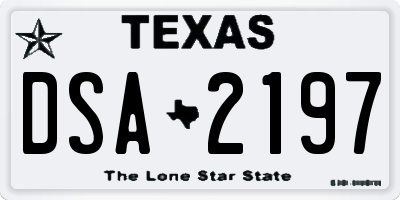 TX license plate DSA2197