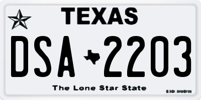 TX license plate DSA2203
