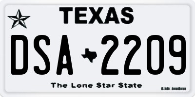 TX license plate DSA2209