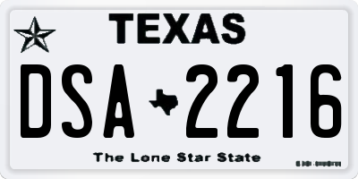 TX license plate DSA2216