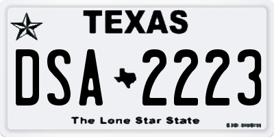 TX license plate DSA2223