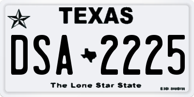 TX license plate DSA2225