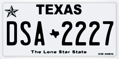 TX license plate DSA2227