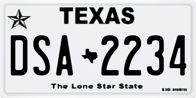 TX license plate DSA2234