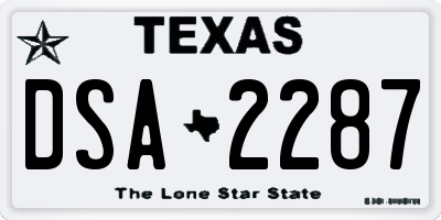 TX license plate DSA2287