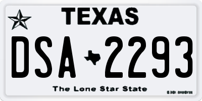 TX license plate DSA2293