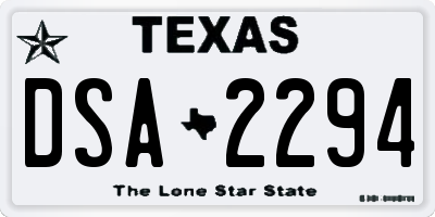 TX license plate DSA2294