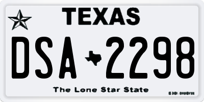 TX license plate DSA2298