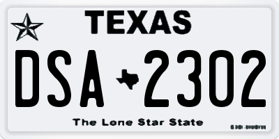 TX license plate DSA2302