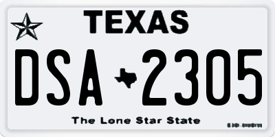 TX license plate DSA2305