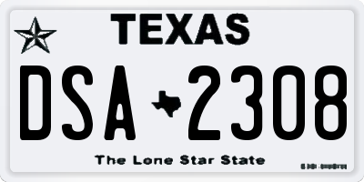 TX license plate DSA2308