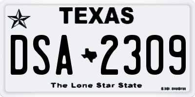 TX license plate DSA2309