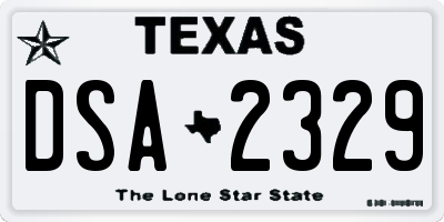 TX license plate DSA2329