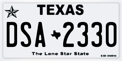 TX license plate DSA2330