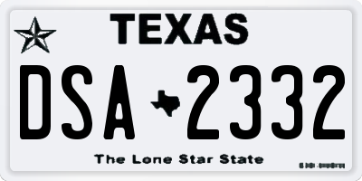 TX license plate DSA2332