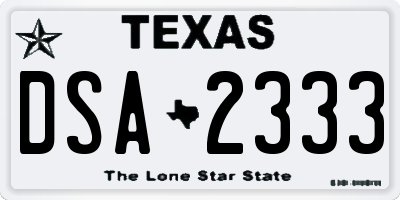 TX license plate DSA2333