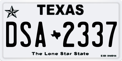 TX license plate DSA2337