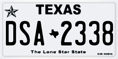 TX license plate DSA2338