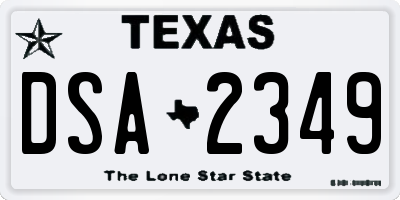 TX license plate DSA2349