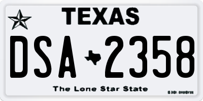 TX license plate DSA2358