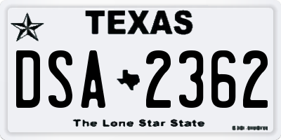 TX license plate DSA2362
