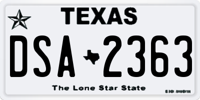 TX license plate DSA2363