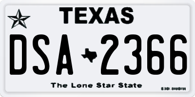TX license plate DSA2366