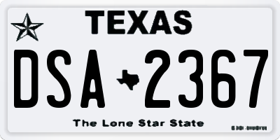 TX license plate DSA2367