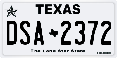 TX license plate DSA2372