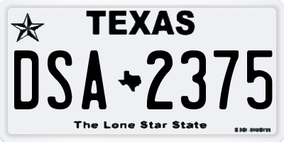 TX license plate DSA2375
