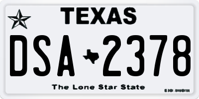 TX license plate DSA2378