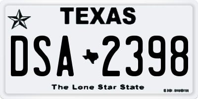 TX license plate DSA2398