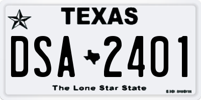 TX license plate DSA2401
