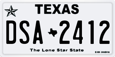 TX license plate DSA2412