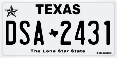 TX license plate DSA2431