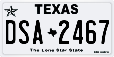 TX license plate DSA2467