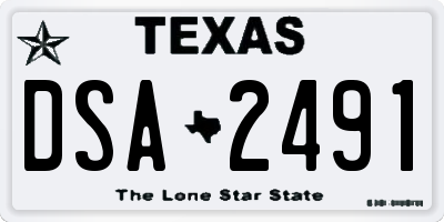 TX license plate DSA2491