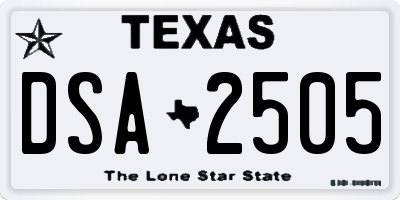 TX license plate DSA2505