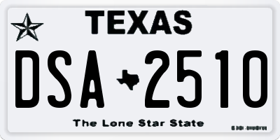 TX license plate DSA2510