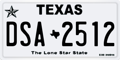 TX license plate DSA2512