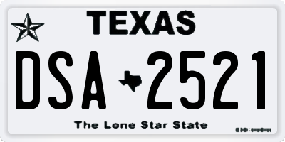 TX license plate DSA2521