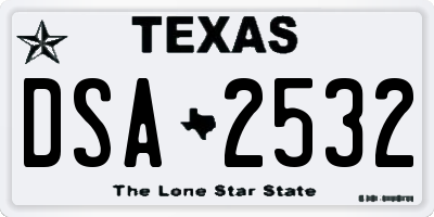 TX license plate DSA2532
