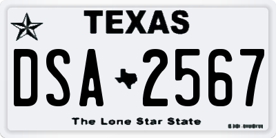 TX license plate DSA2567