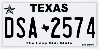 TX license plate DSA2574