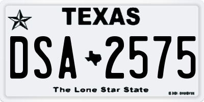TX license plate DSA2575