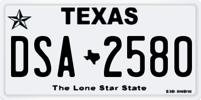 TX license plate DSA2580
