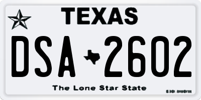 TX license plate DSA2602